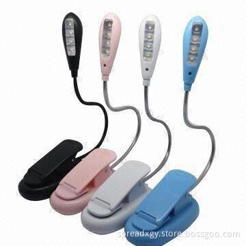 LED Reading Book Light with Clip, 4-piece LEDs, Competitive Price, OEM Orders are Welcome